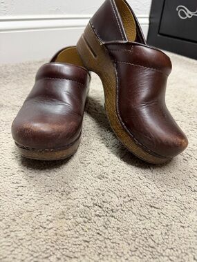 Dansko Chocolate Brown Leather Clogs